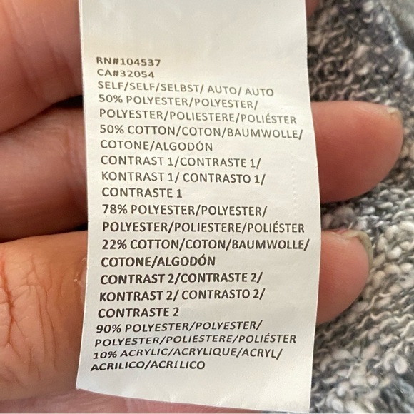 TINY gray white open waterfall hi low raw hem cardigan - Picture 10 of 10